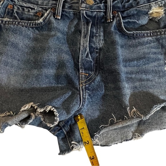 GRLFRND Cindy Button Fly Raw Hem High Rise Cut Off Denim Jean Shorts side slits - Picture 8 of 14